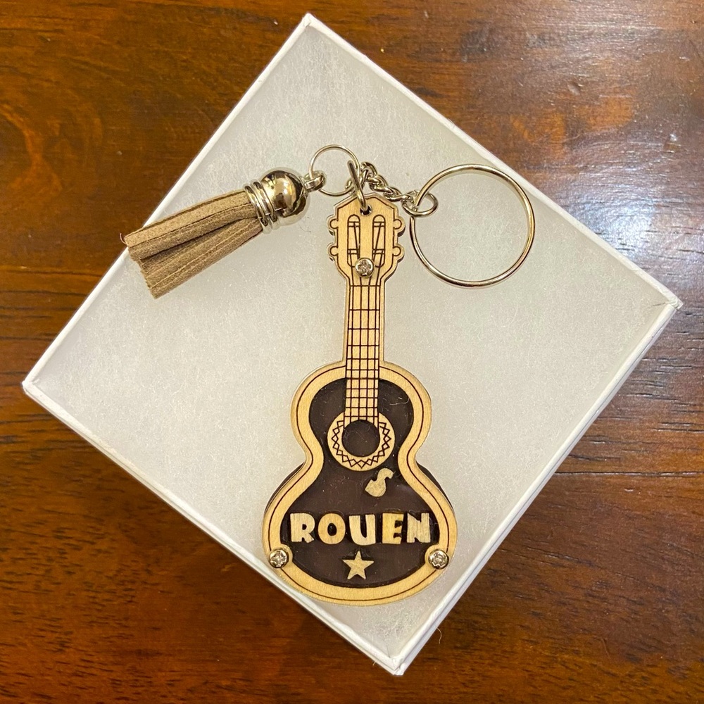 Guitar Personalized Wooden 3D Keychain / Fridge Magnet